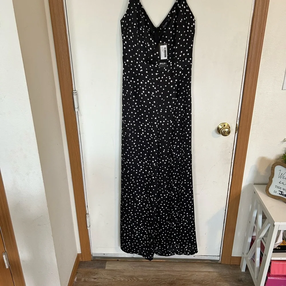 NWT Nasty Gal Novelty Star Black & White Jumpsuit Size 6 - Picture 2 of 14
